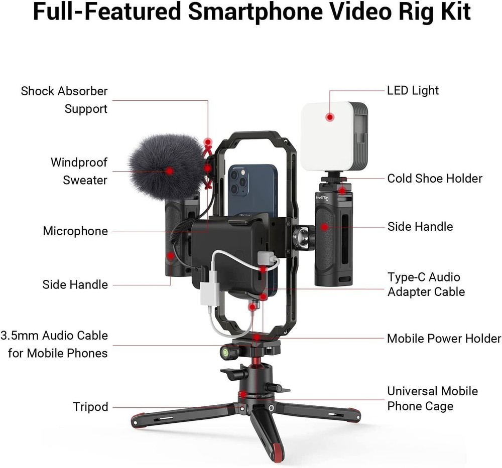 SmallRig VCR Kit With Stabilizer Handle Smartphone VCR Holder for iPhone 16