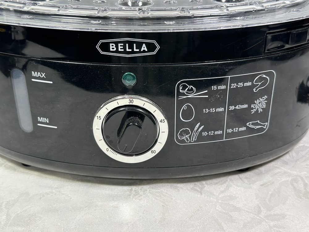 BELLA Two Tier Food Steamer with Dishwasher Safe Lids and Stackable Baskets