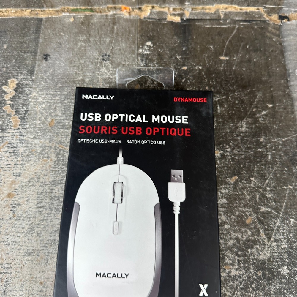 Macally 3 Button Optical USB Wired Mouse for Mac and PC Sealed