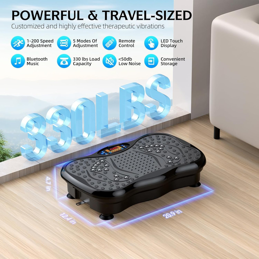 Vibration Plate Exercise Machine, Lymphatic Drainage, 330Lbs Max User Weight