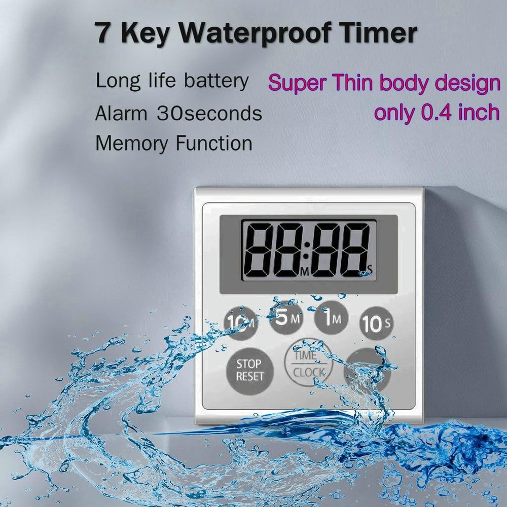 Digital Timer Waterproof Shower Timer Shower Clock Bathroom Kitchen Timer wit