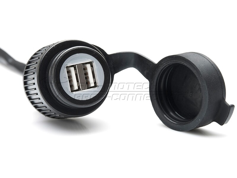 SW-Motech USB Double Charging Socket with Harness 2,000mA. 12v