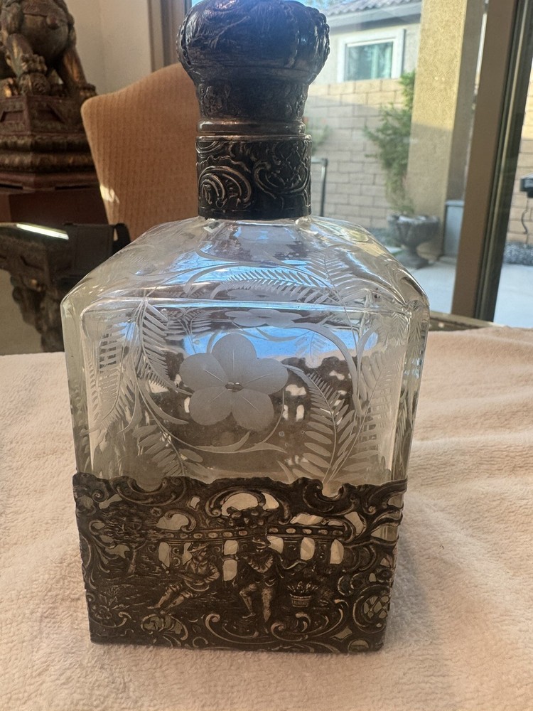 19th Century German Hallmarked Silver Decanter