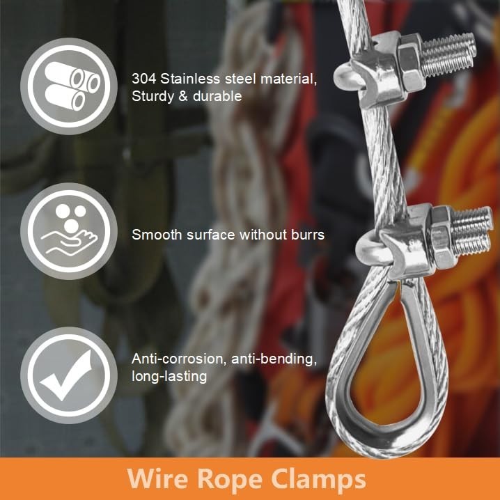 8-Piece Stainless Steel Cable Clamp & Thimble Set