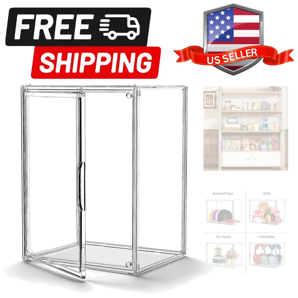 Clear Acrylic Display Case, Stackable Plastic Storage Bins with Lids, Large D...