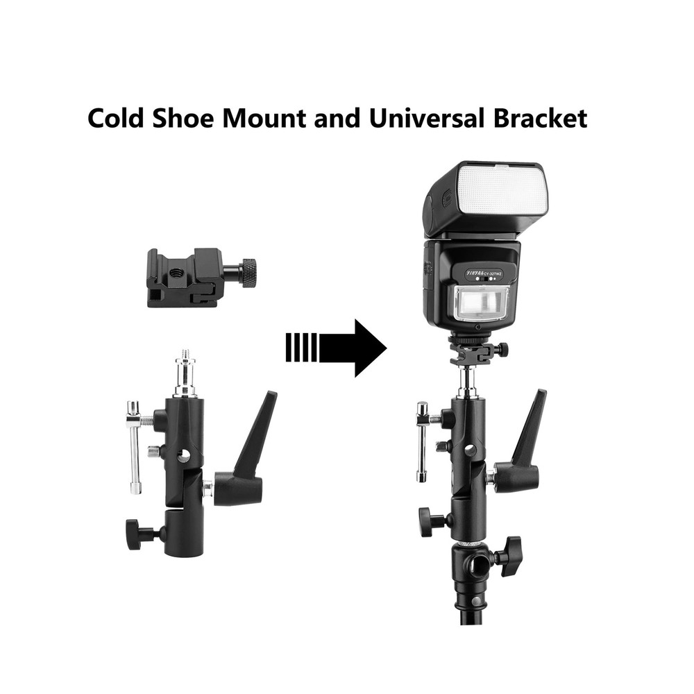 Camera Flash Bracket with Cold Shoe Mount, Solid Metal Material, Adjustable S...