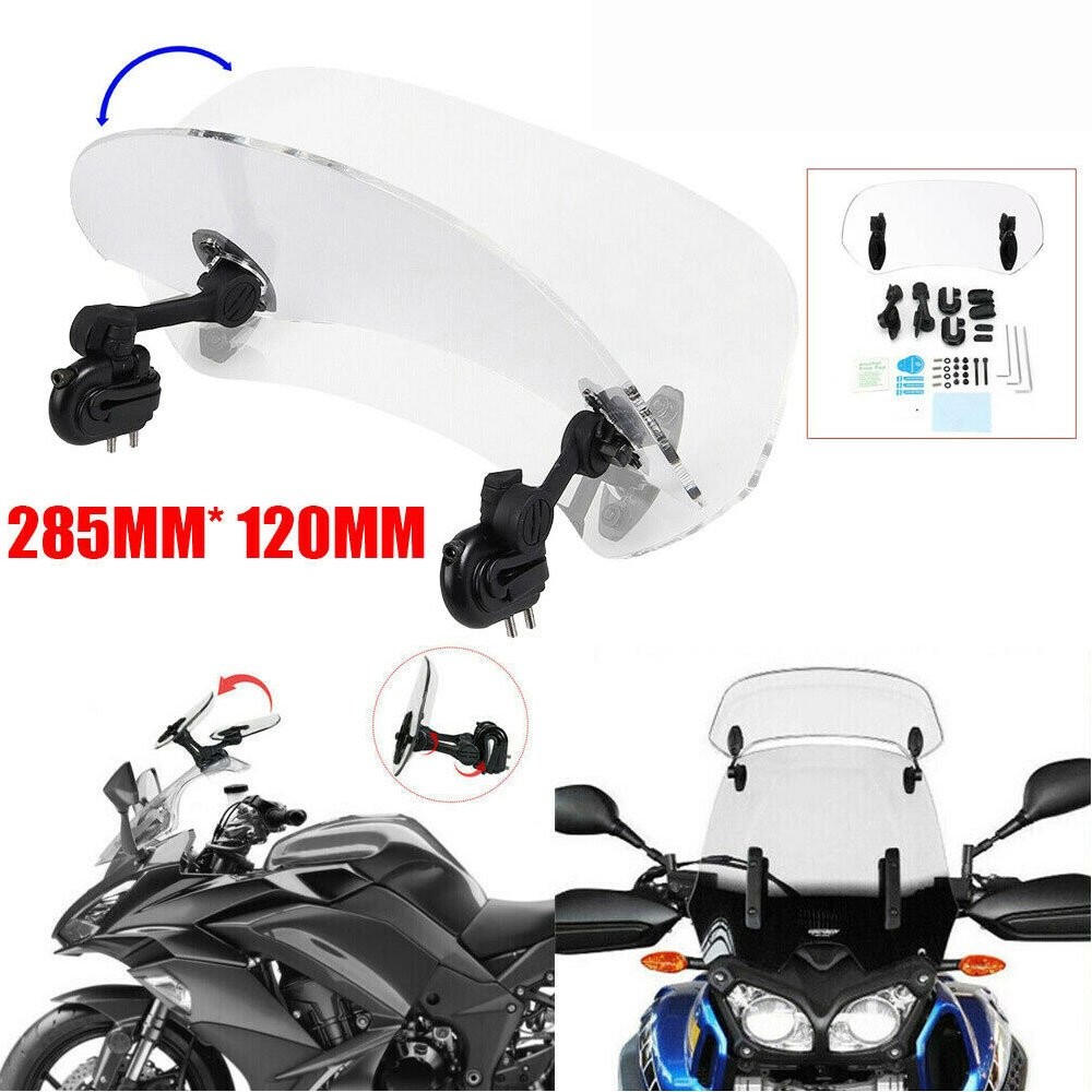 Motorcycle Windshield Spoiler Extension Wind Deflector Clip Adjustable Universal