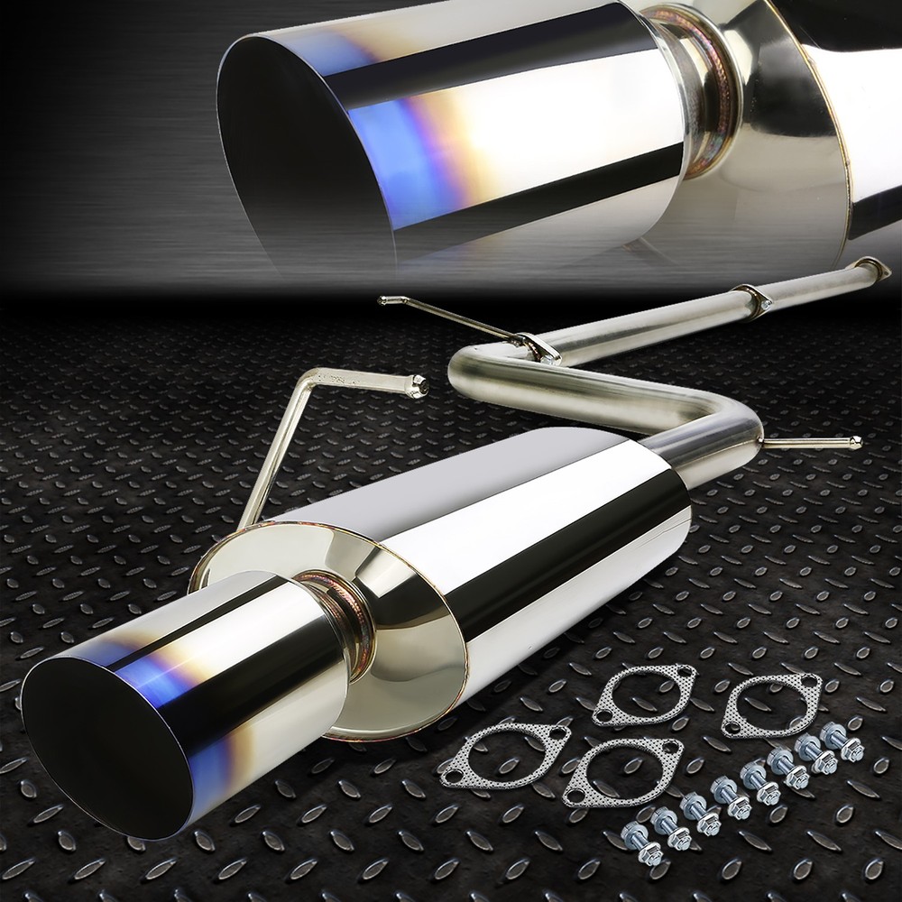 4"BURNT MUFFLER TIP STAINLESS CATBACK EXHAUST SYSTEM FOR 06-09 ECLIPSE 2.4 4G69