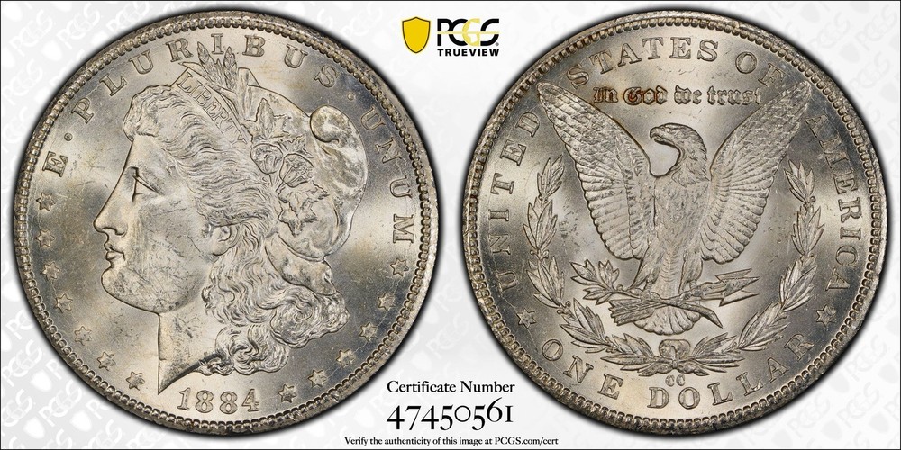 1884 CC Morgan Silver Dollar PCGS MS-63