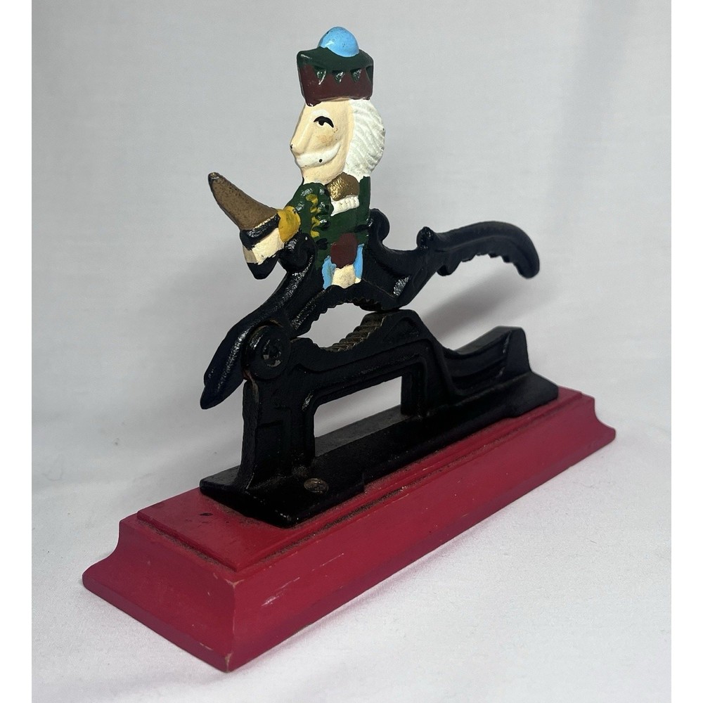 Vintage Cast Iron Nutcracker Lever Style Wood Base