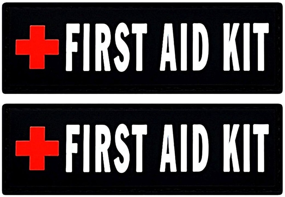 FIRST AID KIT  PVC RUBBER PATCH | 2PC HOOK BACKING  3"x1"   IFAK