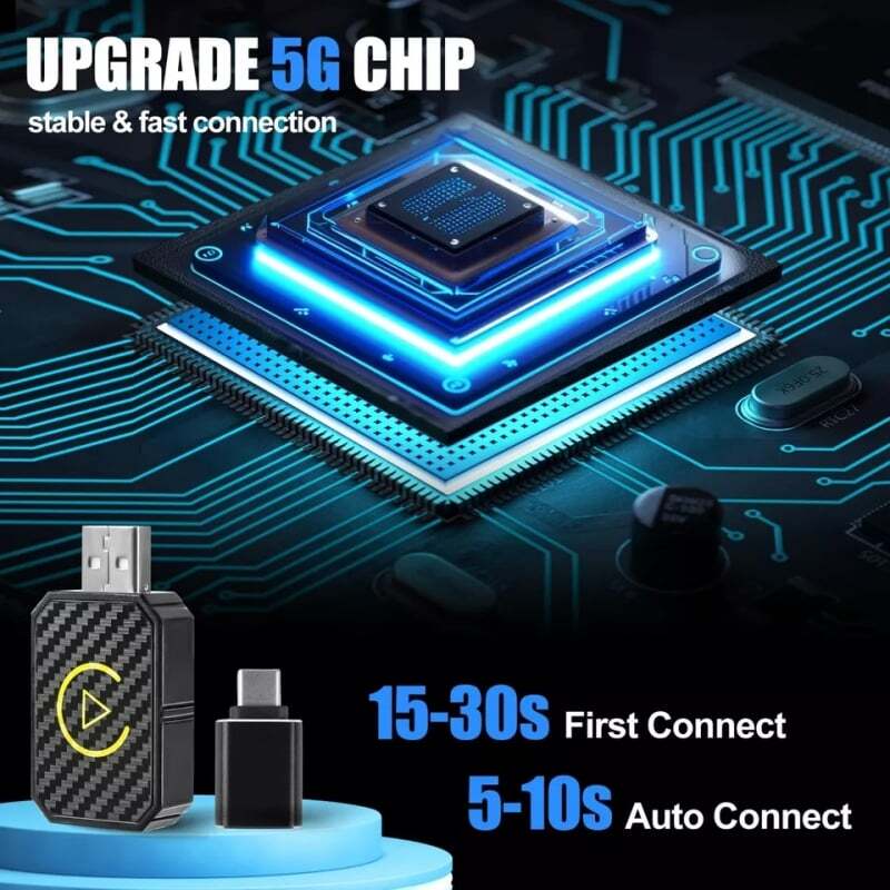 2-in-1 Wireless CarPlay Adapter & Android Auto Wireless Adapter, Plug & Play