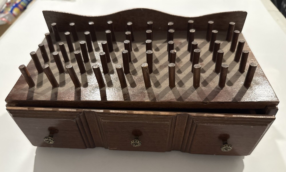 vintage wooden sewing box