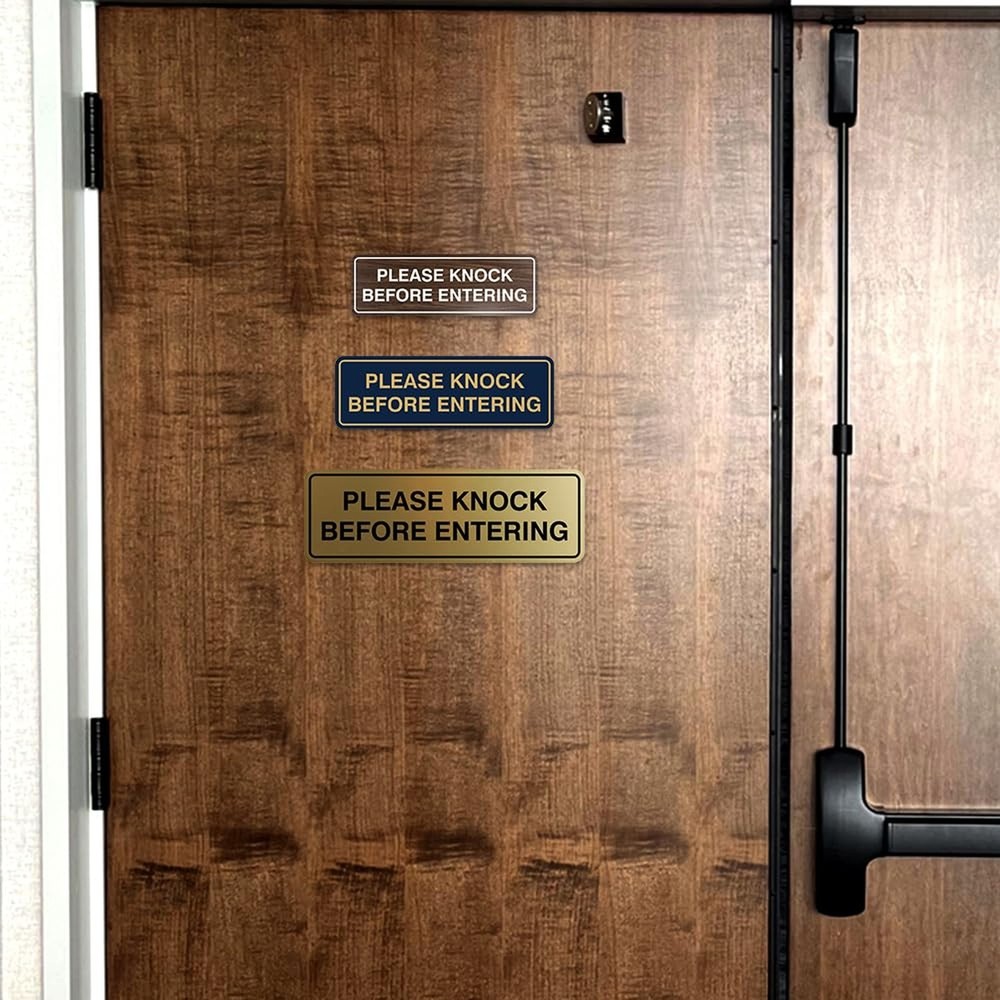 Standard Please Knock Before Entering Sign - Black - Small 1 Pack