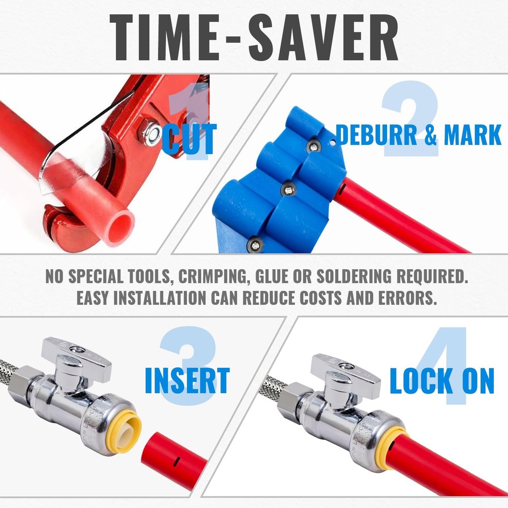 Straight Stop Valve, 2-Pack 1/2" x 3/8" Comp., 2 Pack