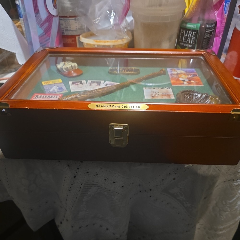 Baseball Card Collection Wooden Storage Box