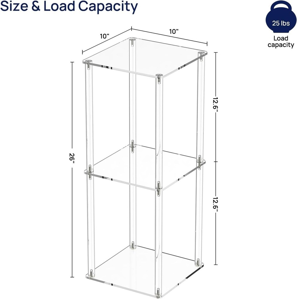 Acrylic Drink Table Small Spaces 10" Square Clear Small Side Table/End Table