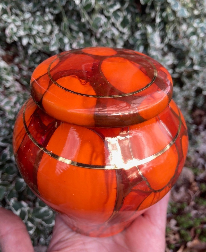 Handmade Ceramic Cremation Urn in Ruby Red, small size for pet ashes, 50 ci