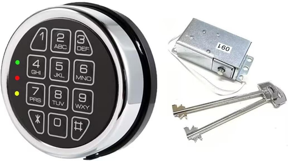 Gun Safe Lock Replacement & 2 Master Keys Chrome Digital Keypad Safe Lock
