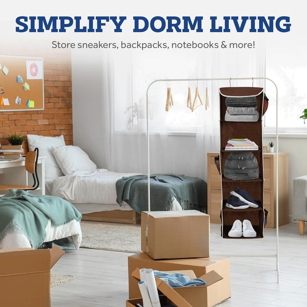 5-Shelf Hanging Closet Organizer - Stylish Space-Saving Solution for Closets