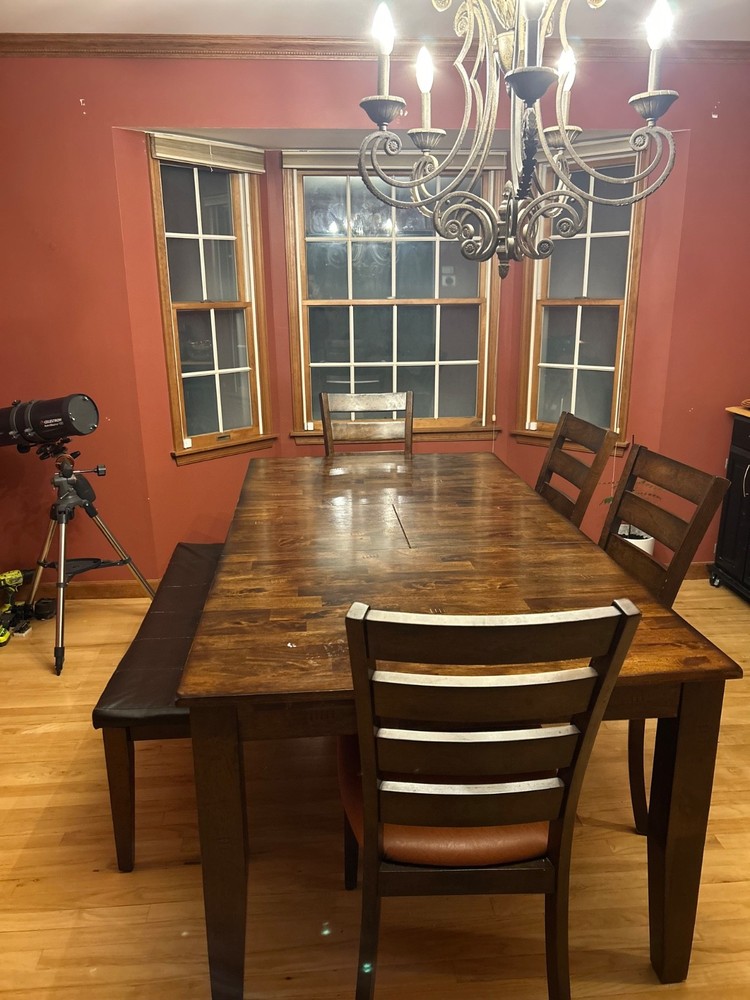 dining room set table 6 used w/ leaf