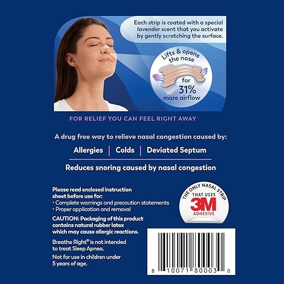 Breathe Right Nasal Strips ( Lavender, 26 Count)