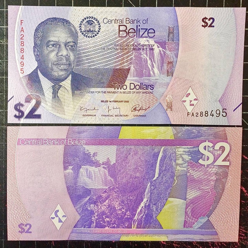 Belize  P73 , 2 Dollar, 2025  UNC