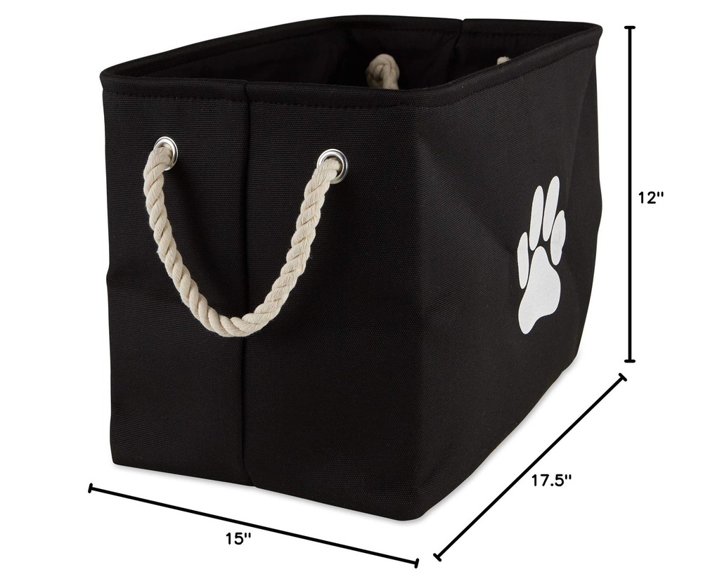 Bone Dry Pet Storage Collection Collapsible Bin, Black, Large Rectangle