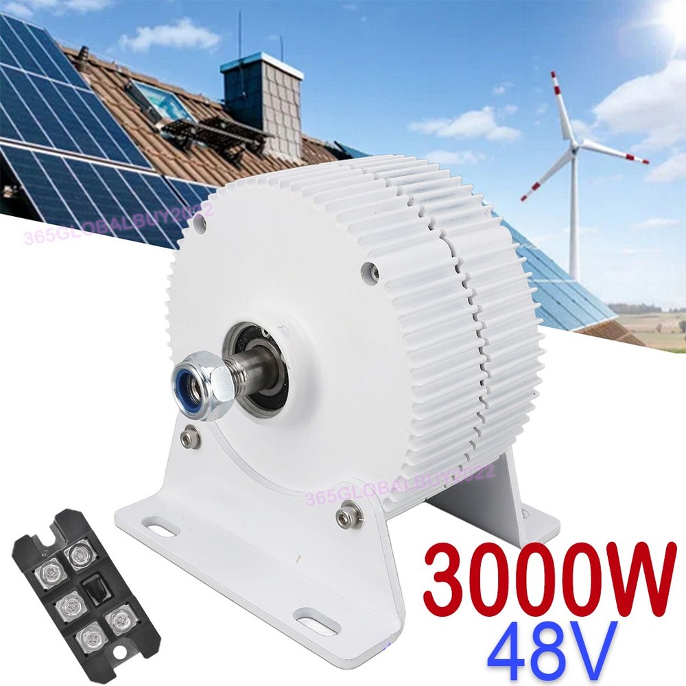 3KW 3-Phase Gearless Permanent Magnet Generator Alternator Motor 48V Controller