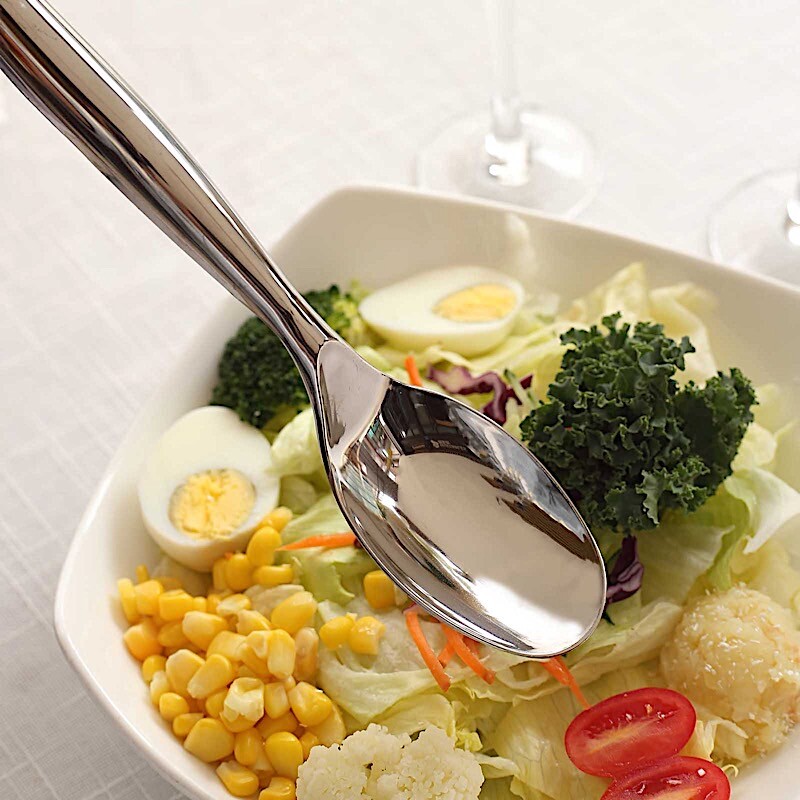 10 Silver 10" Heavy Duty Plastic Large Serving Spoons Party Events Tableware