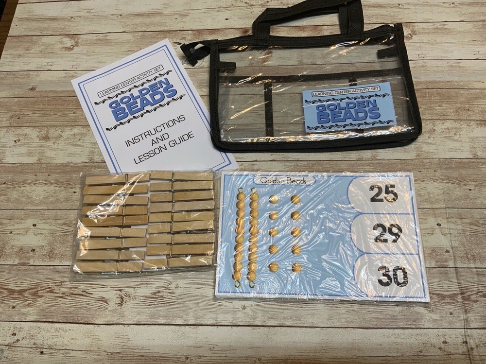 Learning Center Activity Set - Golden Beads - Clothespin Learning Center