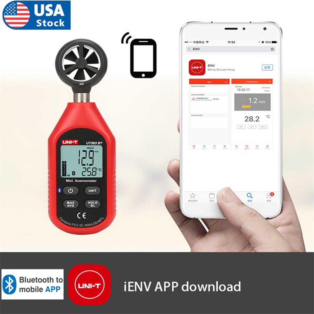 UNI-T UT363BT Digital LCD Anemometer Bluetooth Wind Speed meter Temperature Test