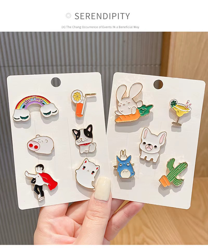 8pc Random Novelty Pins Enamel Pin Set M2