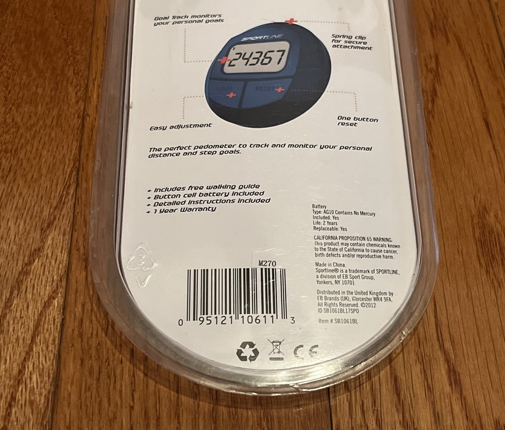 Sportline Pedometer Dual Function Distance & Step, Measuring Walking, Blue - NEW