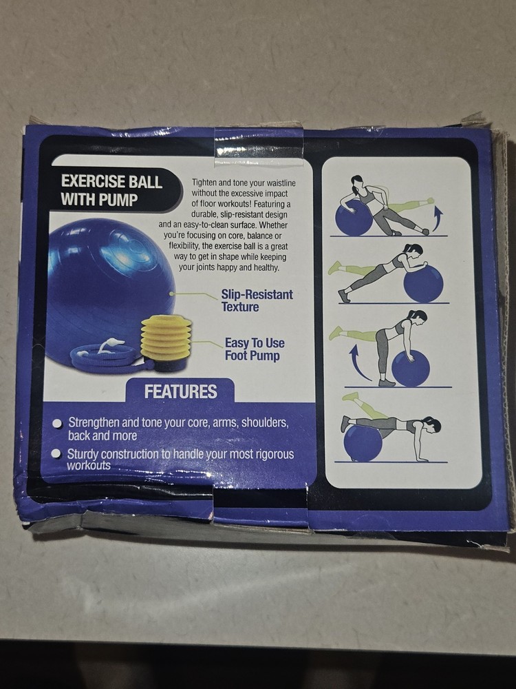 Pro Strength Exercise Ball With Pump 24 Inch Diameter Blue