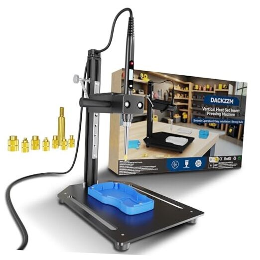 Vertical Heat Set Insert Tool Pressing Machine with 80w Soldering Iron Black