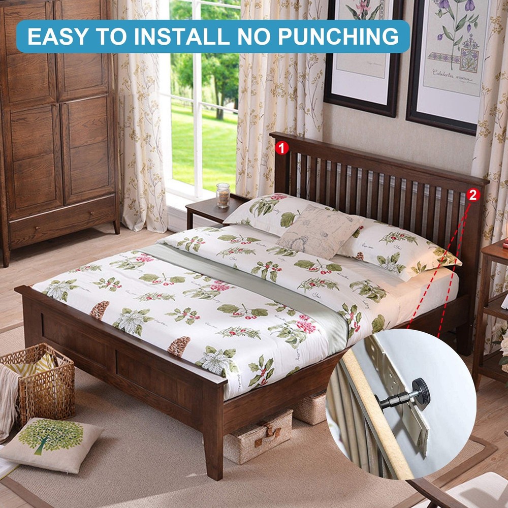 2PCS Black Adjustable Bed Frame Anti-Shake Tool Headboard 1.1-2.5in New