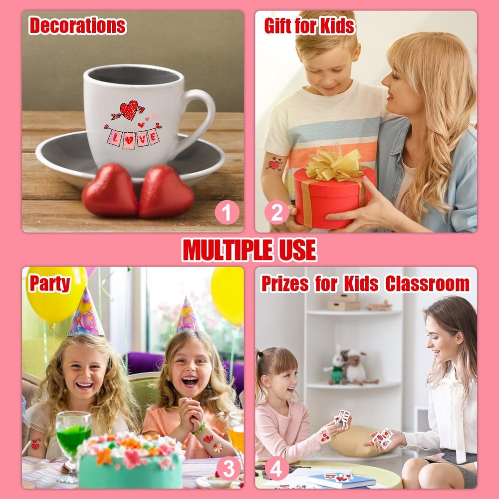 Partywind 204 Glitter Styles Valentine's Day Kids Temporary Multi-colored