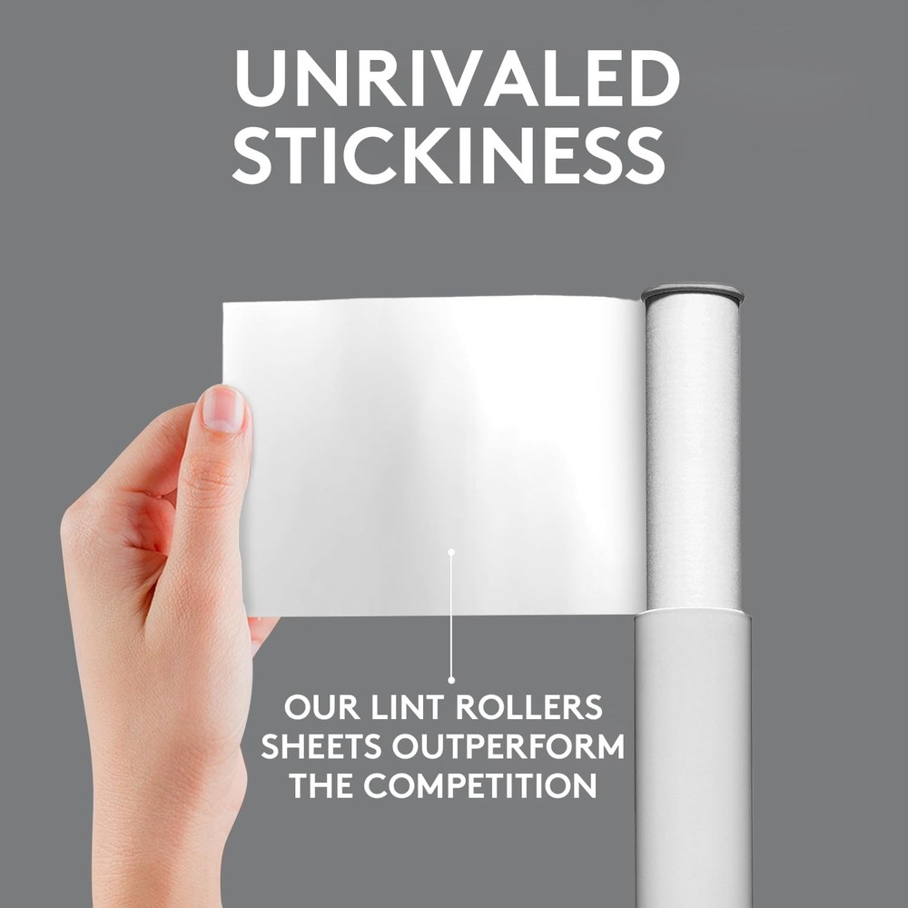 Portable Lint Roller, Retractable Refillable, 30 Sheets, 2 Count, White