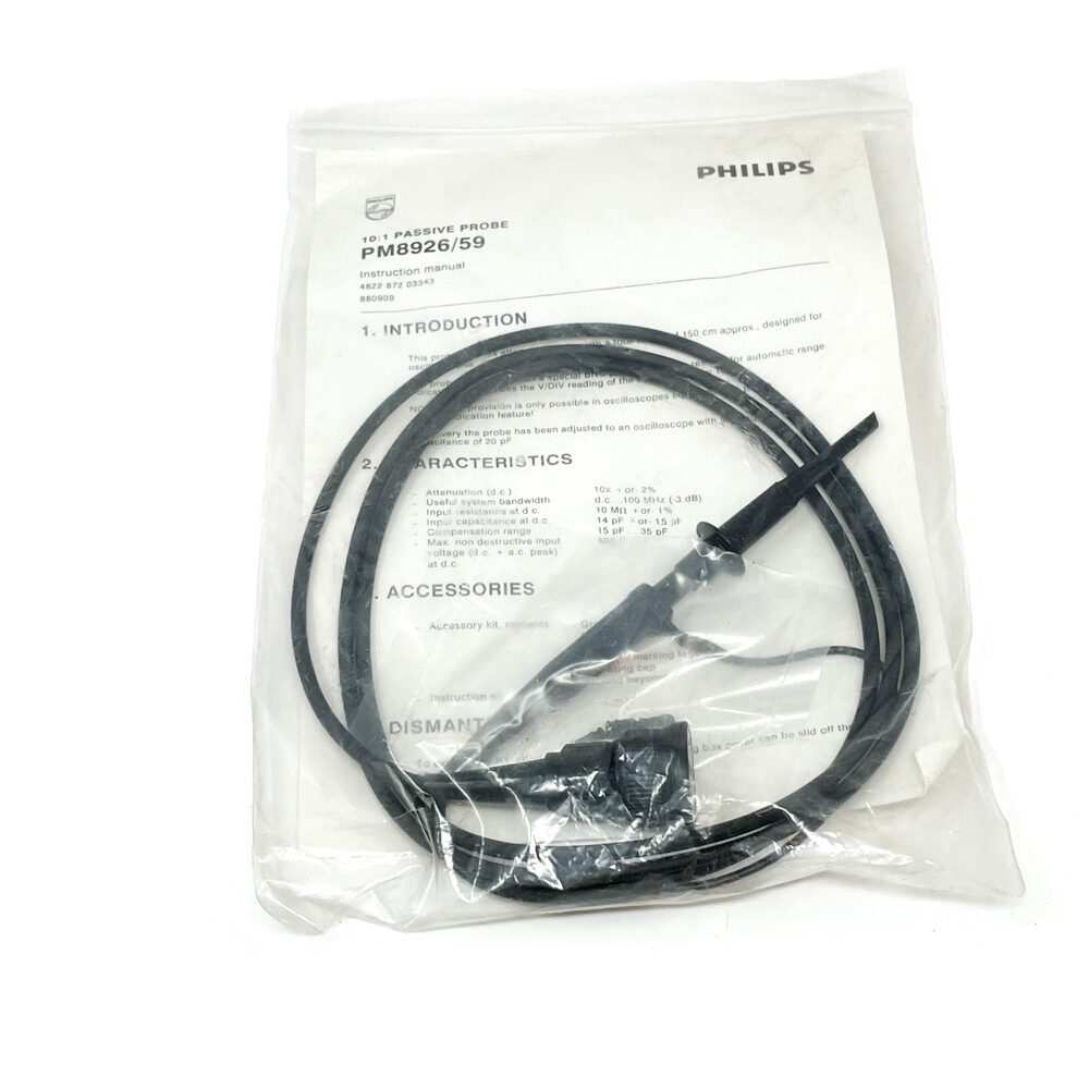 Philips PM8926/59 10:1 Passive Attenuator Probe for Oscilloscopes