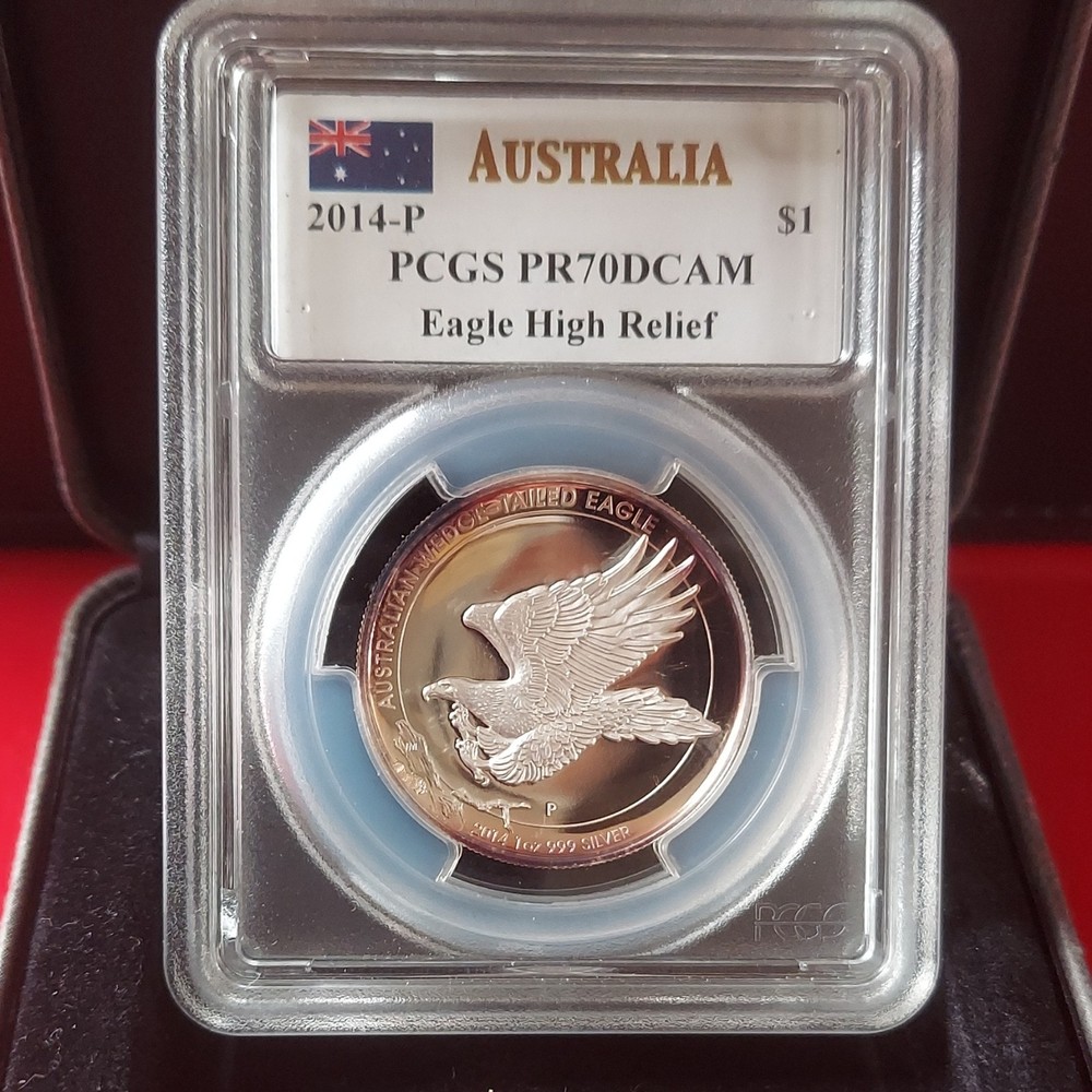 Australia 2014 $1 High Relief Wedge-tailed Eagle Silver PCGS PR70DCAM Perth Mint