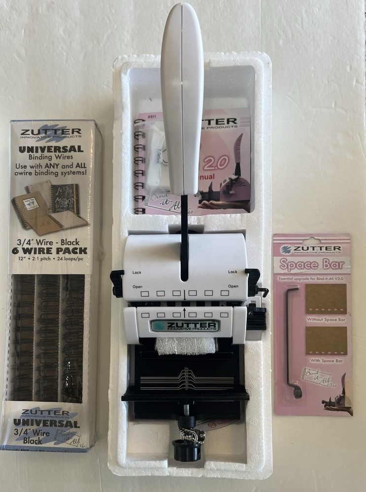 Zutter Bind It All V2.0 #2811 White With Space Bar & 12” Wire Pack