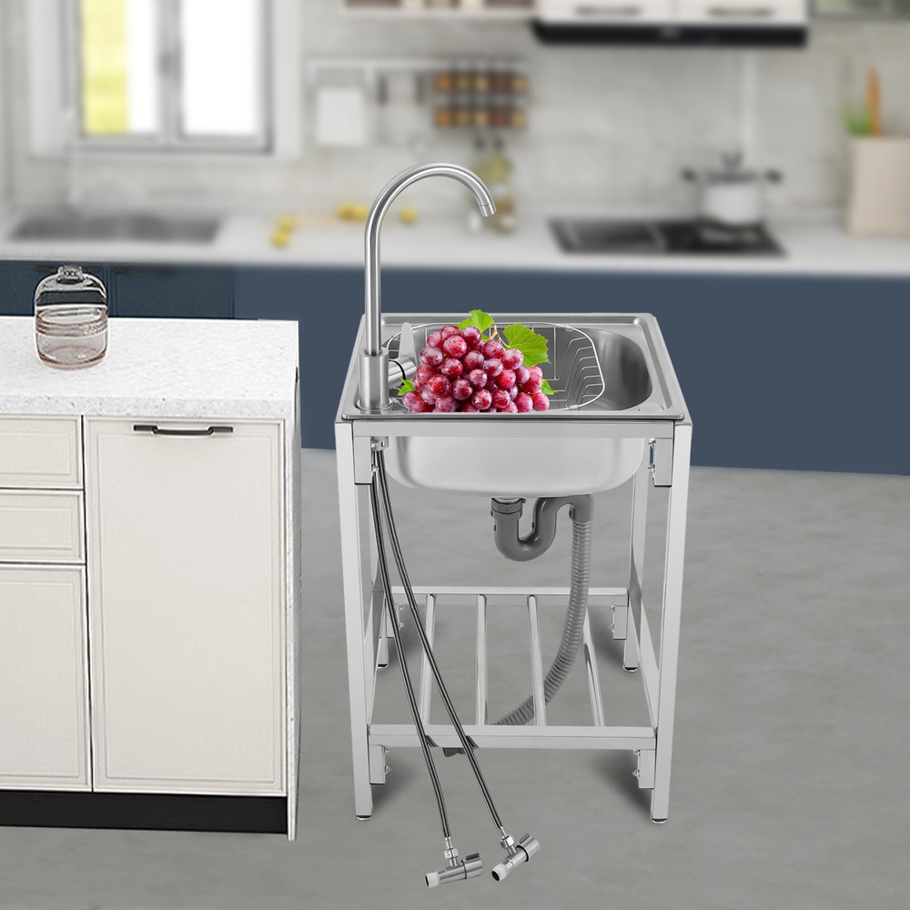Single Basin Kitchen Sink Home Simple Laundry Sink with Faucet Ready Practical