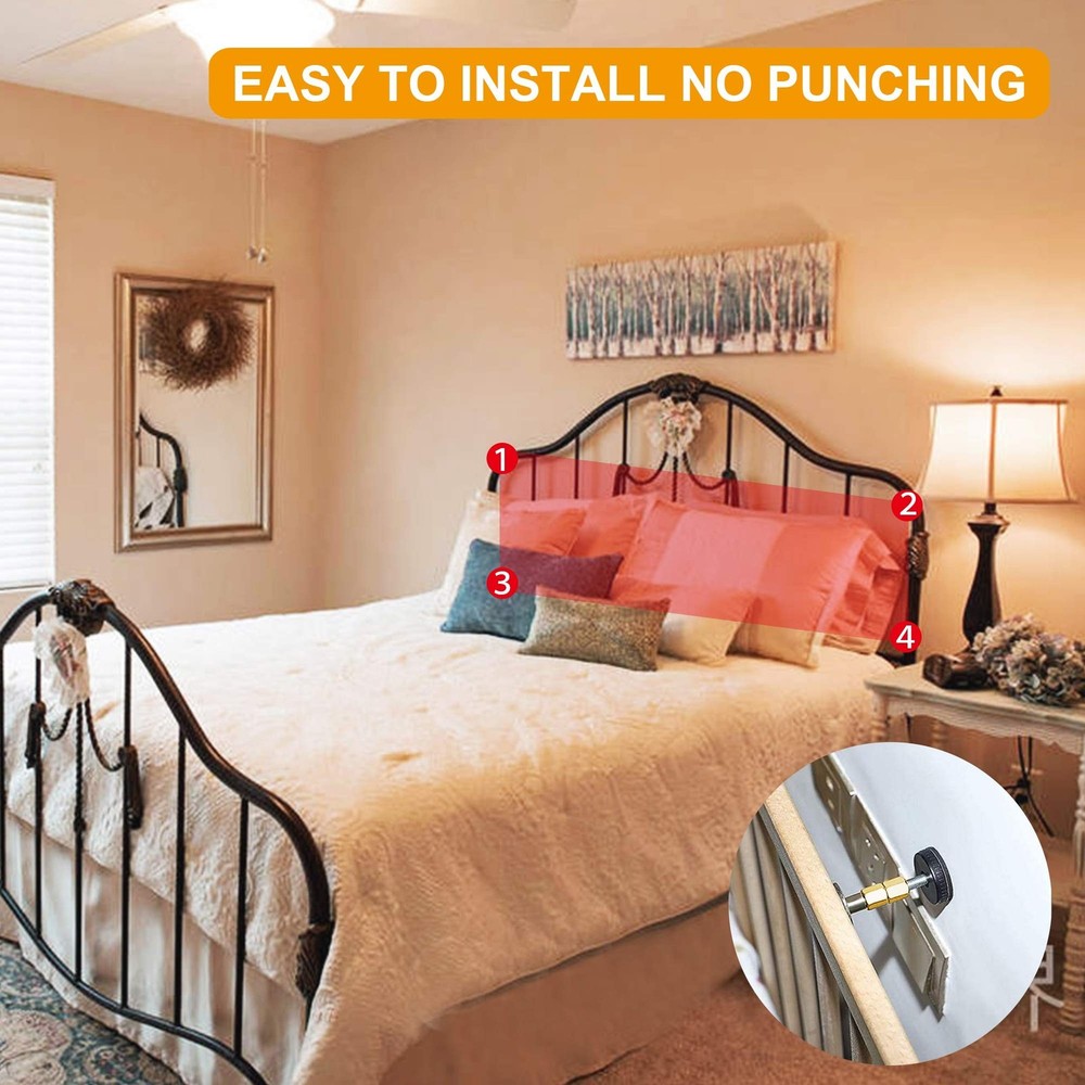 Neatbuddy 4PCS Black Adjustable Bed Frame Anti-Shake Tool, Headboard Stoppers...
