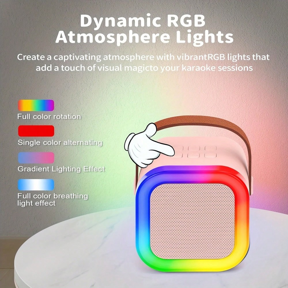 Mini Karaoke Machine With 2 Mics | Bluetooth 5.0 TWS TECH (50ft Range) | Microph