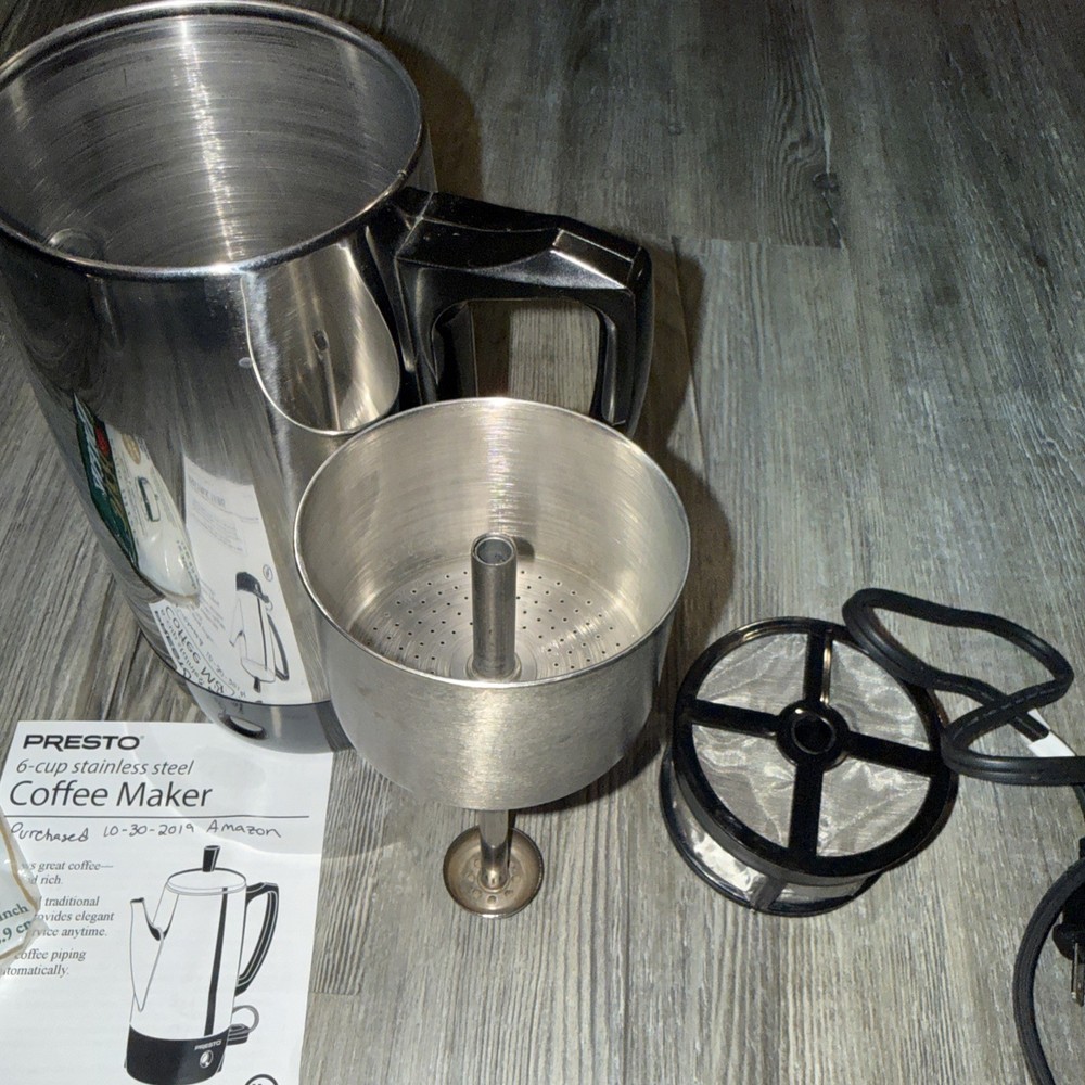 Presto # 028220 6-Cup Automatic Chrome Coffee Percolator ~ Working Excellent