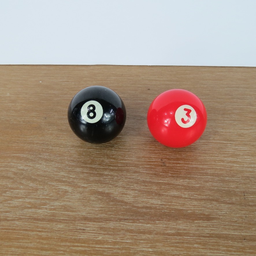 Replacement 1.5" Mini Billiard Pool Ball #8 Solid Black & Bonus #3 Red