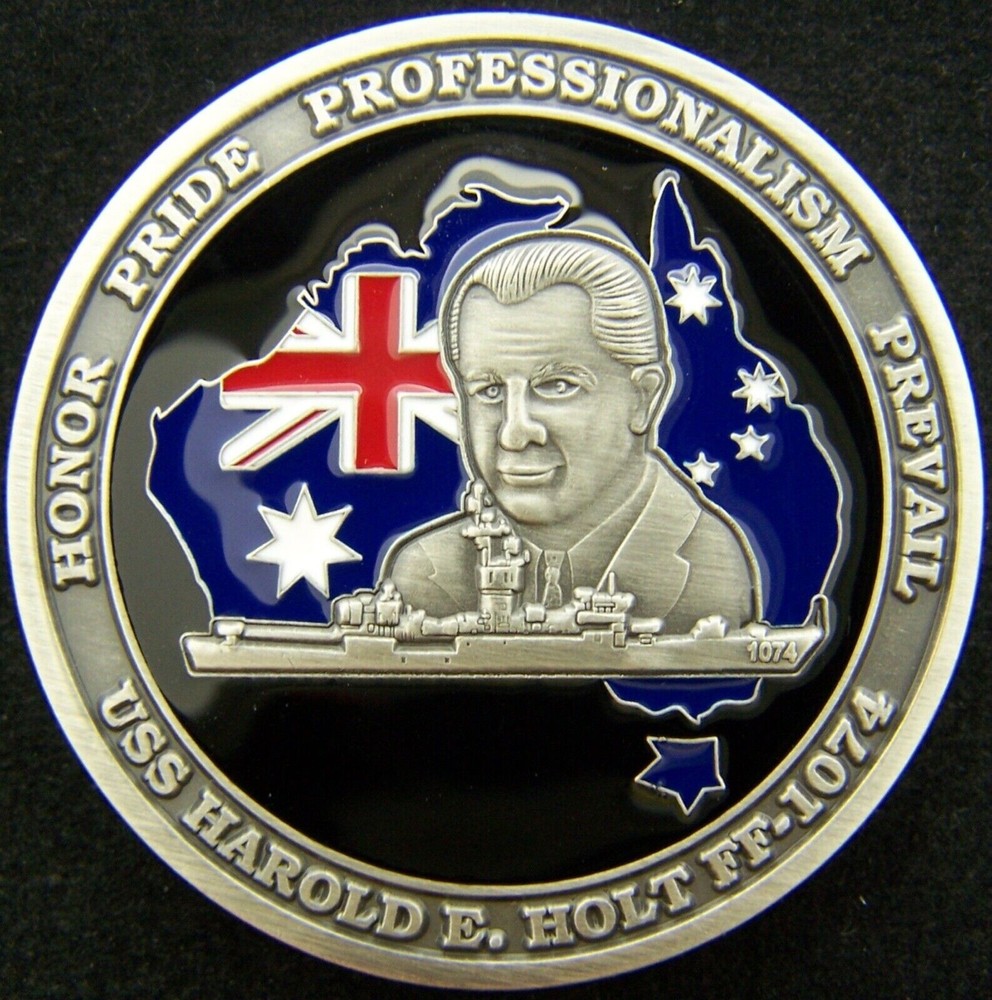 USS Harold E Holt FF 1074 Navy Challenge Coin