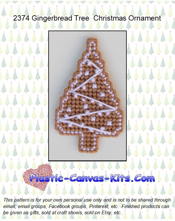 Gingerbread Christmas Tree Ornament- Plastic Canvas Pattern or Kit