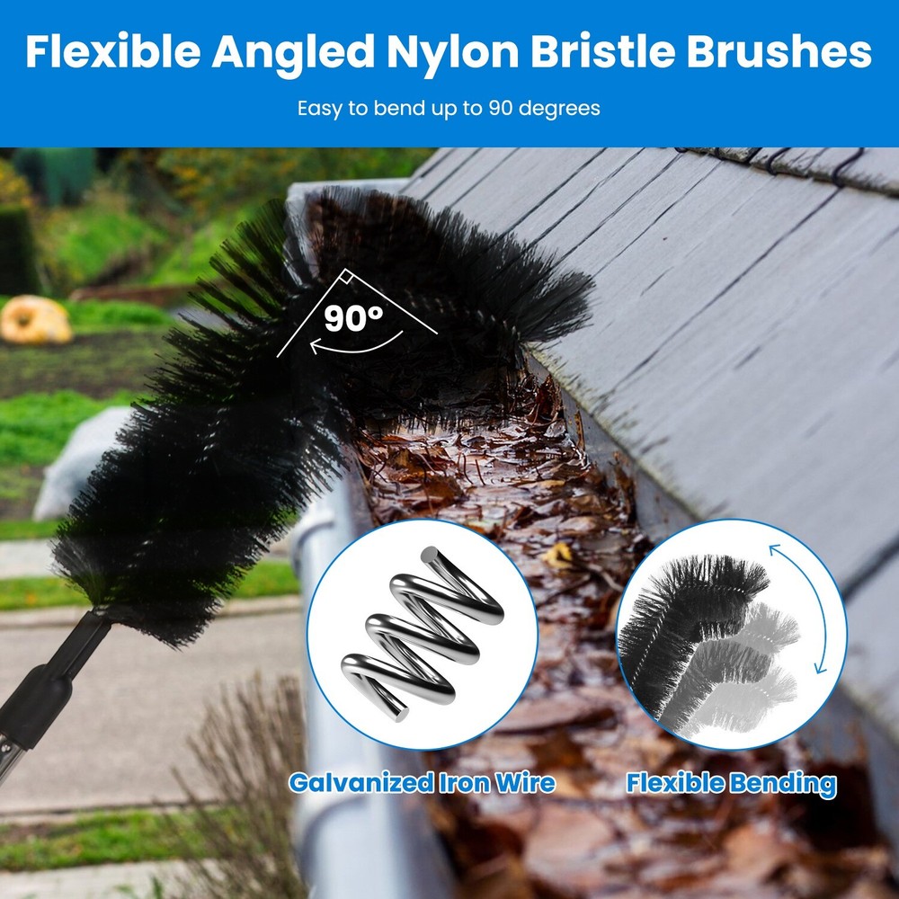 Gutter Cleaning Tools, Rain Gutter Cleaning Brush for Removing Leaves